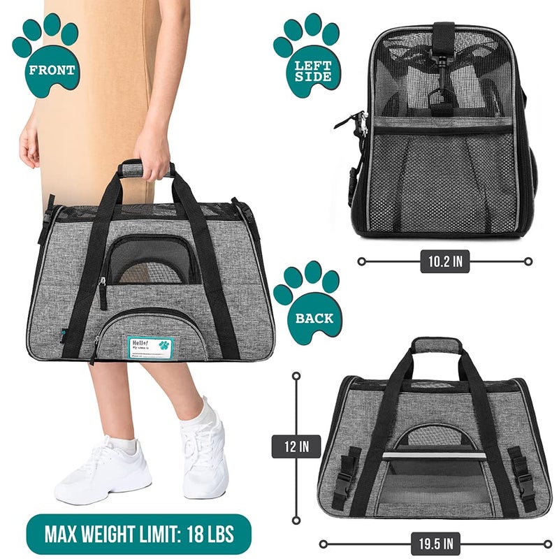 PetAmi Airline Approved Pet Carrier for Cat, Soft Sided Dog Carrier for Small Dog, Cat Travel Supplies Accessories Indoor Cat, Ventilated Pet Carrying Bag Medium Large Kitten Puppy, Large Heather Gray - Image 2